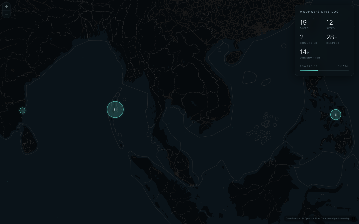 Every dive so far, from the Andamans to Malapascua